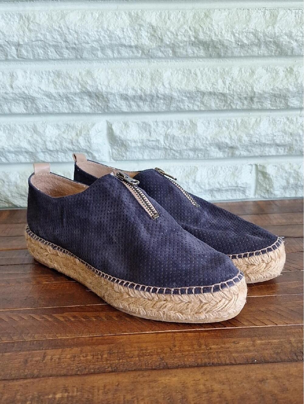 Eric Michael Blue Serena Zipper Front Platform Espadrille Shoe Size Us 10 Eu 41